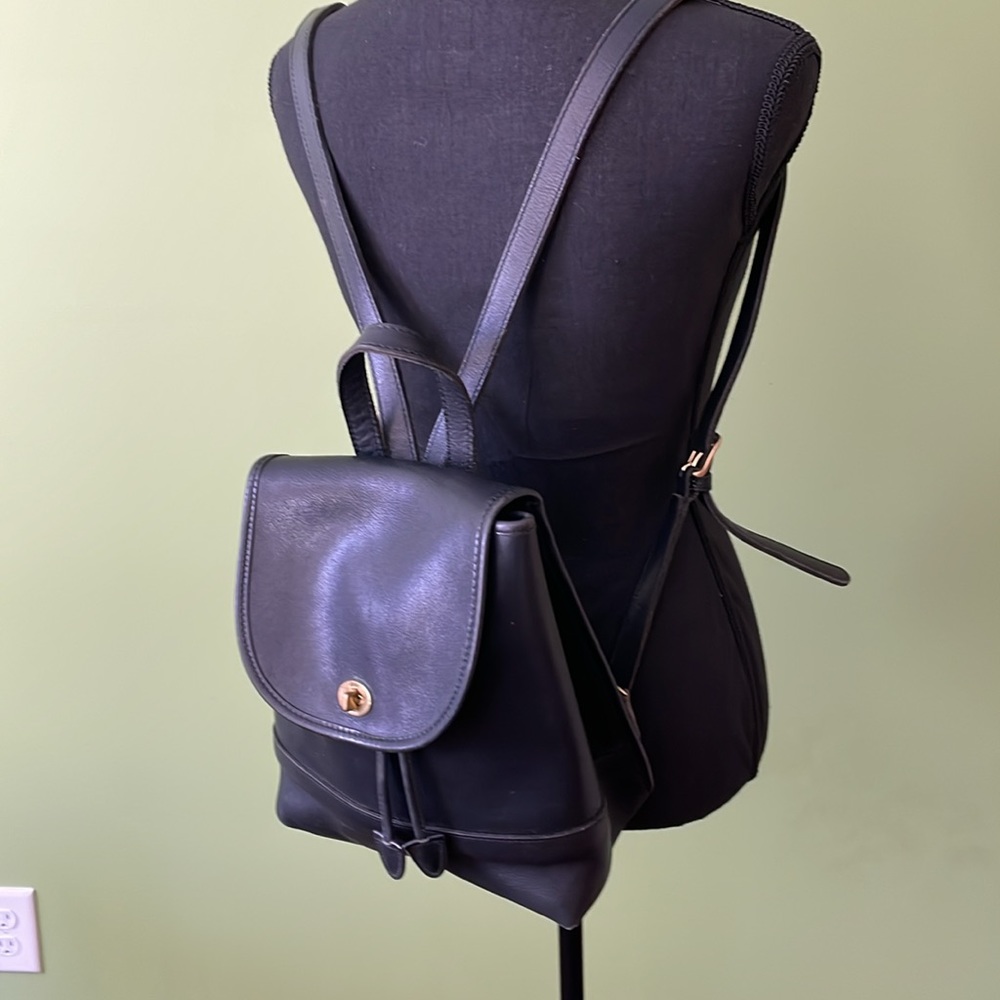 Vintage Coach Black Leather Backpack